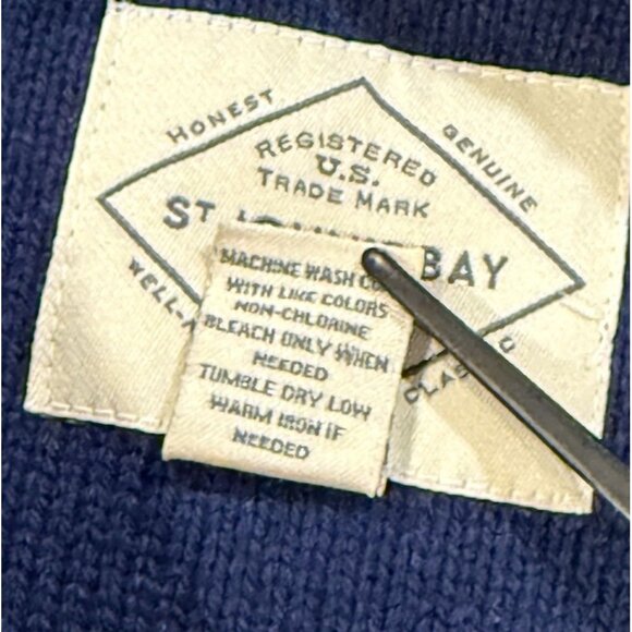 St Johns Bay Size XXL Blue Cable Knit Wool Blend Shawl Mens Cardigan Sweater - Picture 7 of 9